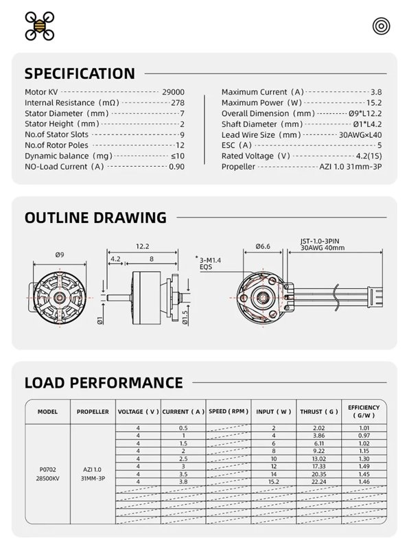 Моторы NewBeeDrone FLOW 0702 Dual Ball Bearing Whoop, 4 шт. фото 4
