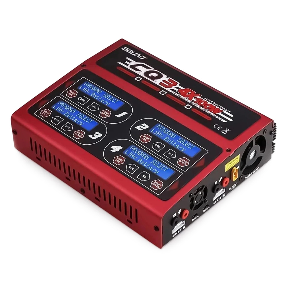 EV-Peak BGUAD CQ3 Multi Charger 4x 100W NiMH / LiPO with Built-in Balance - Red/Black — зарядное устройство или принадлежность
