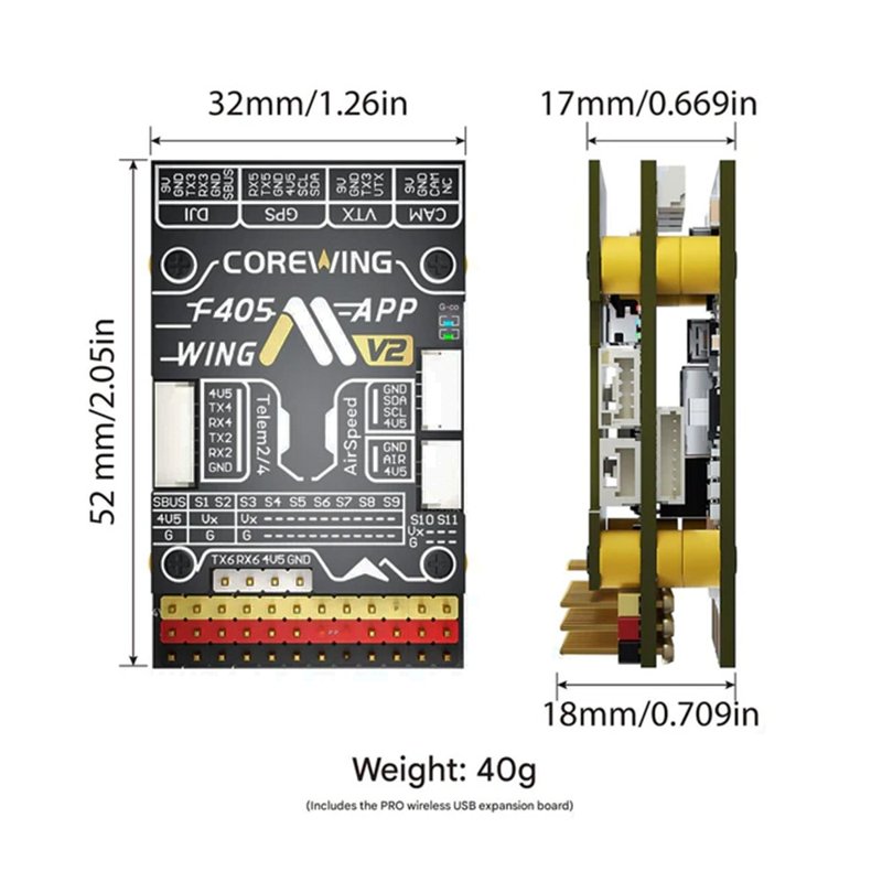 Комплект полётного контроллера CoreWing F405 Wing V2 фото 2