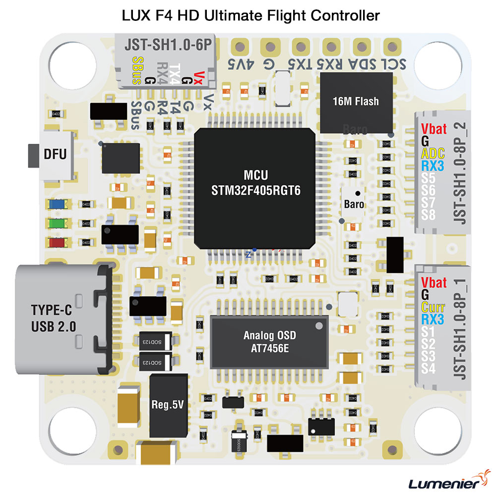 Полётный контроллер Lumenier LUX F4 HD Ultimate Flight Controller фото 5