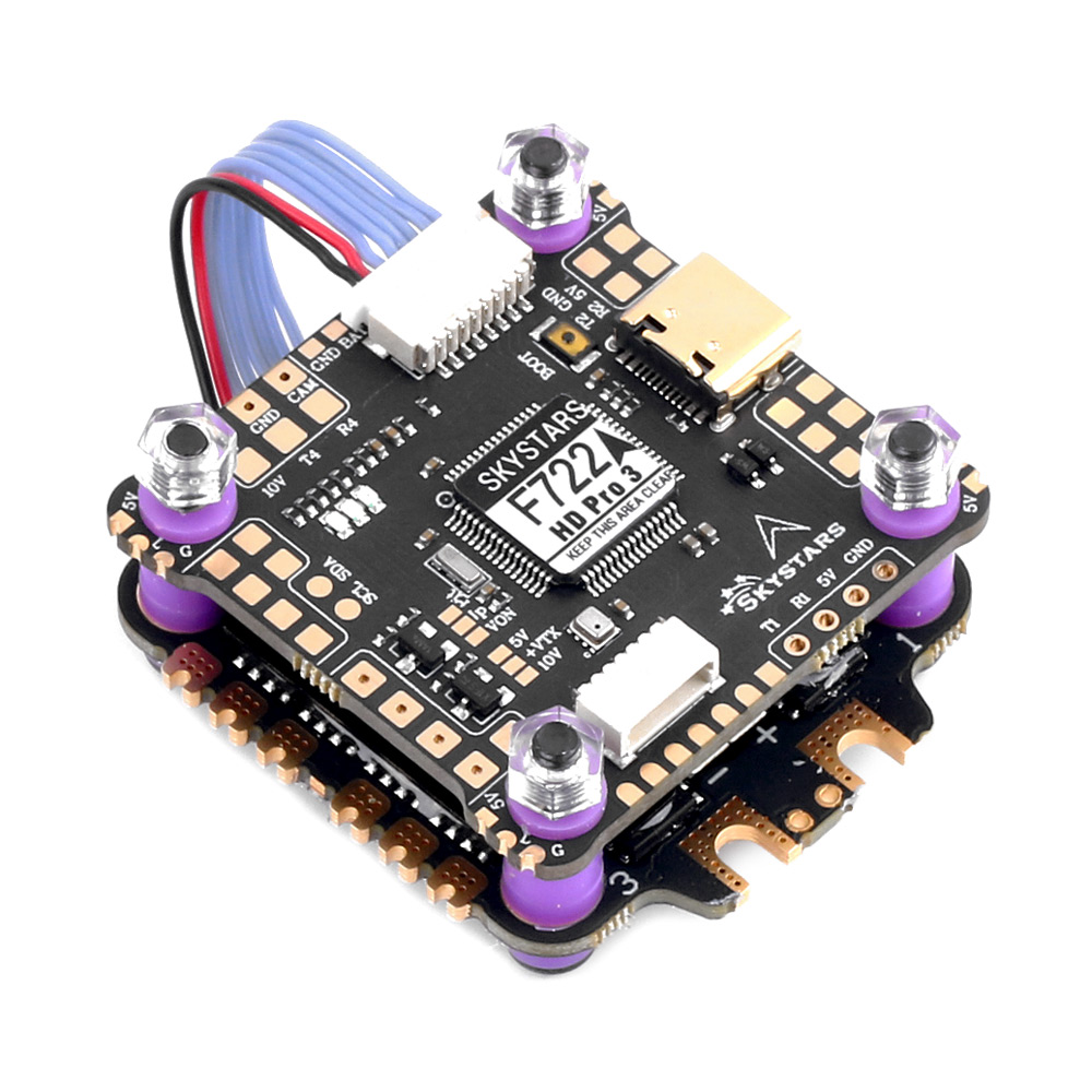 Стек полётного контроллера и ESC SkyStars Fly Stack - F722 HD Pro 3 OSD FC + KO45 45A 3-6S 4-in-1 BLHeli_32 128K ESC - 30x30