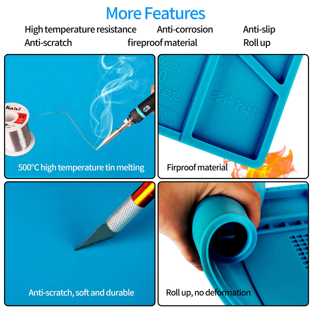 Коврик Kaisi S-160 Heat Resistant Silicone Magnetic Soldering Work Mat фото 5