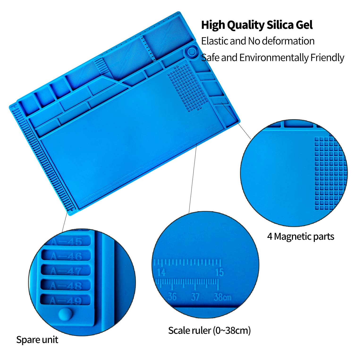Коврик Kaisi S-180 Heat Resistant Silicone Magnetic Soldering Work Mat фото 4