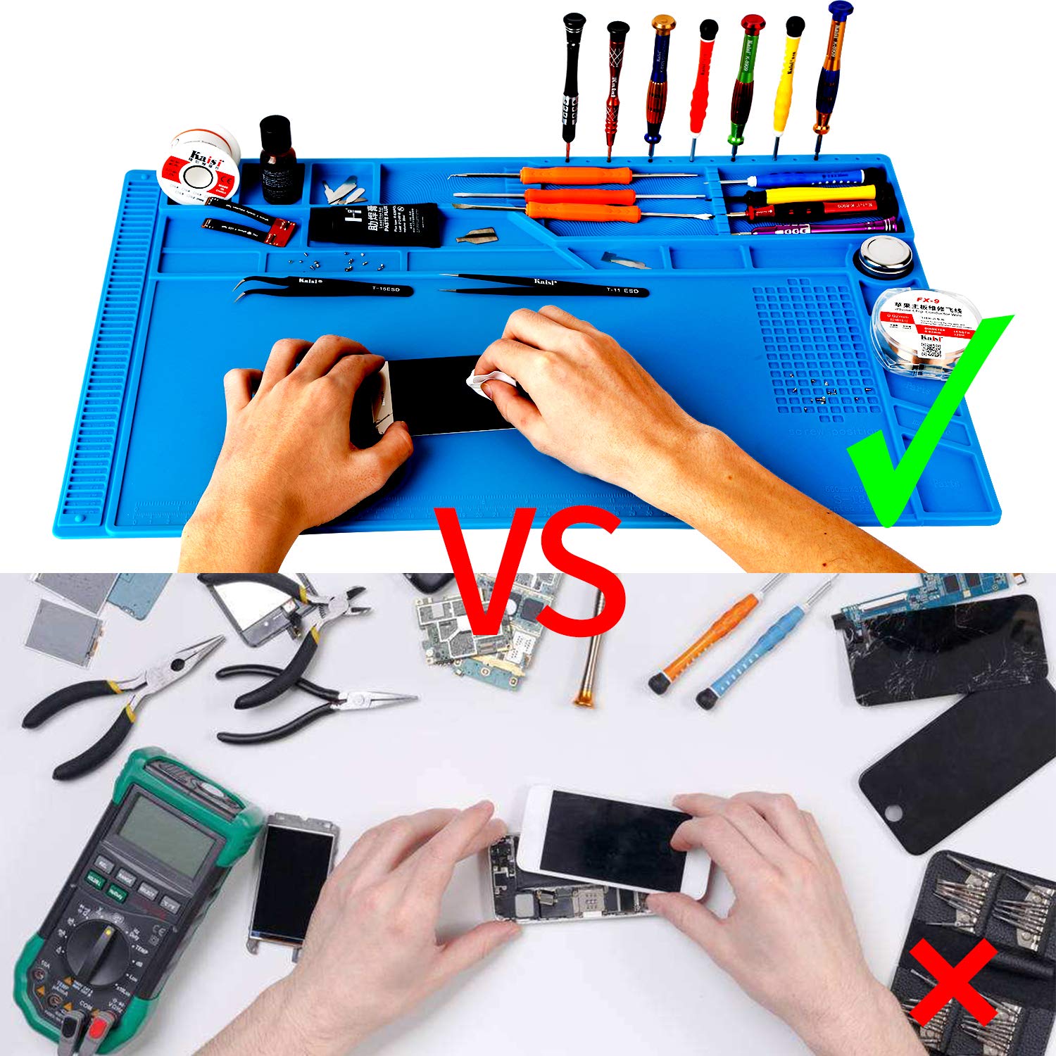Коврик Kaisi S-180 Heat Resistant Silicone Magnetic Soldering Work Mat фото 5