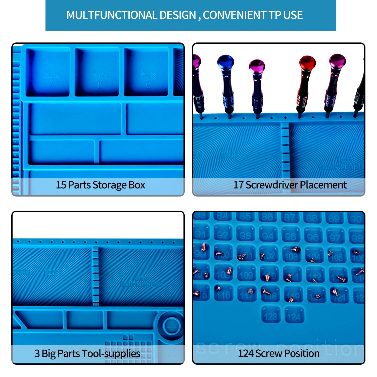 Коврик Kaisi S-180 Heat Resistant Silicone Magnetic Soldering Work Mat фото 6