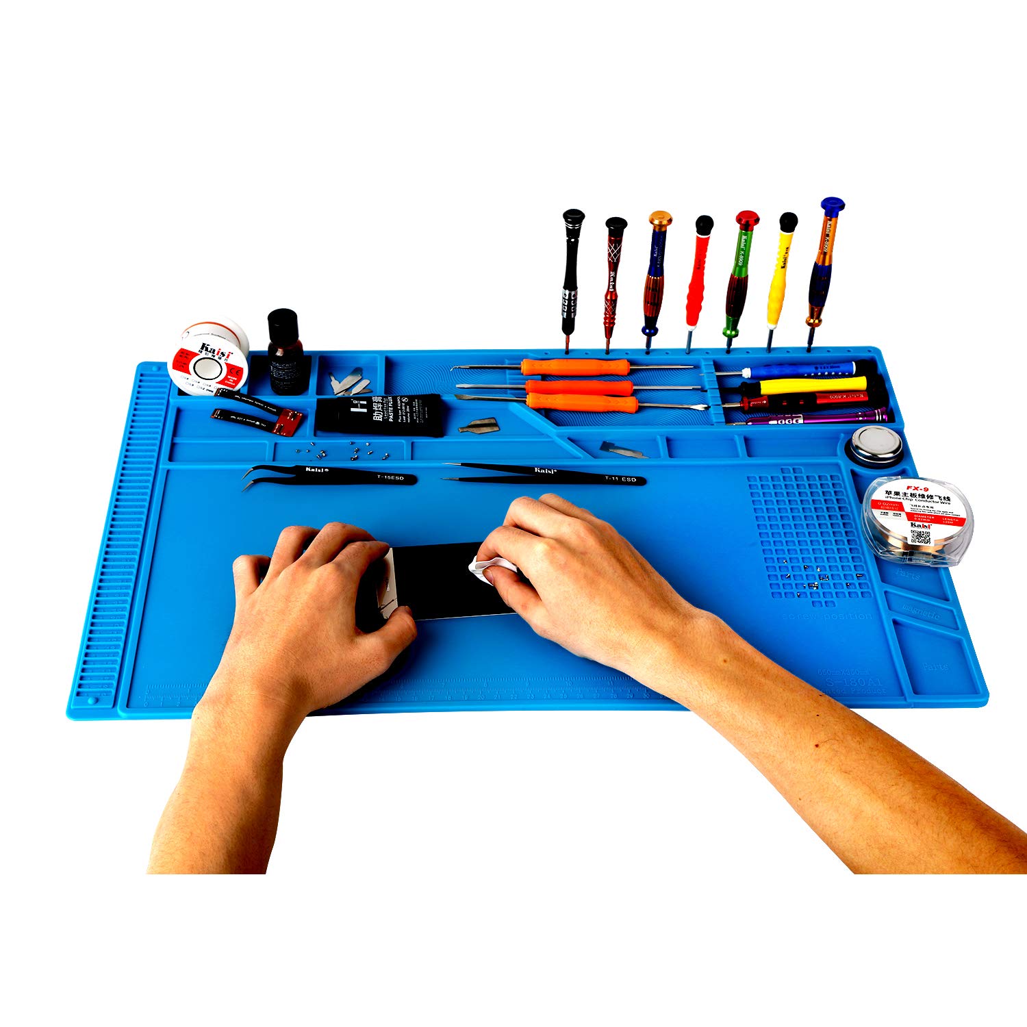 Коврик Kaisi S-180 Heat Resistant Silicone Magnetic Soldering Work Mat фото 7