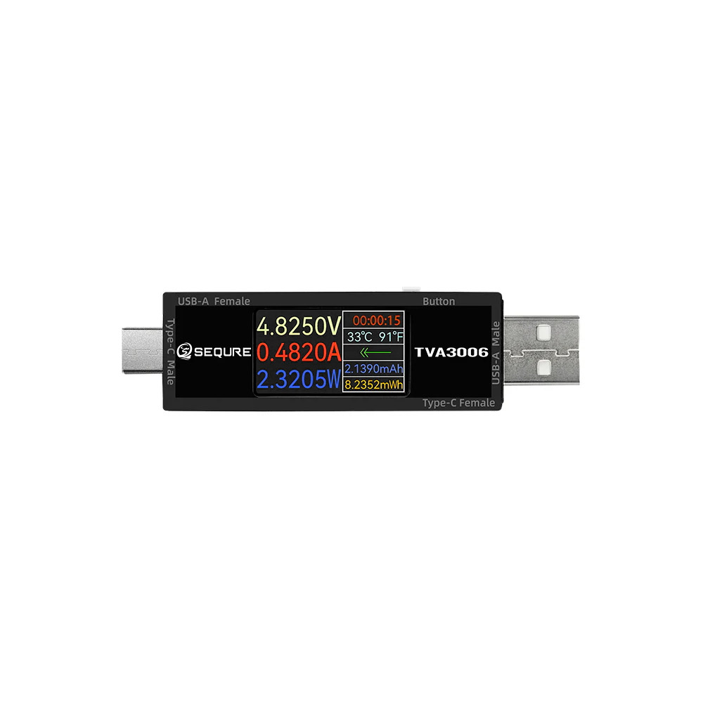 Тестер электропитания SEQURE TVA3006 High Precision Volt-Ammeter Power Meter Type-C